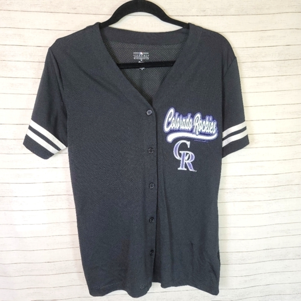 COLORADO ROCKIES BUTTON FRONT JERSEY, SZ MEDIUM